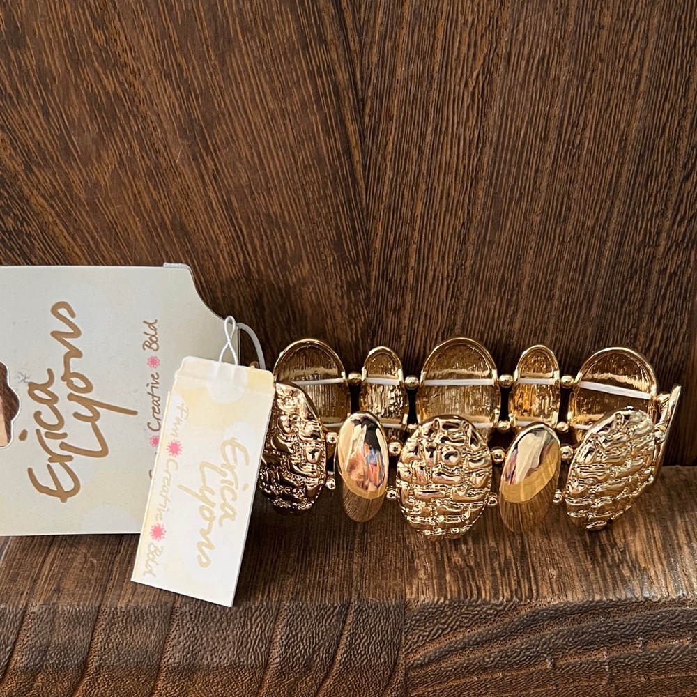 3/$18 Erica Lyons Gold Textured Bracelet Lot 2015